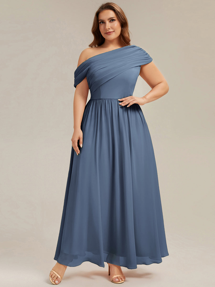 Maxilänge Asymmetrisches A-Linien Chiffon Kleid Mit Raffiniertem Design Für Elegante Anlässe #Farbe_Taubenblau