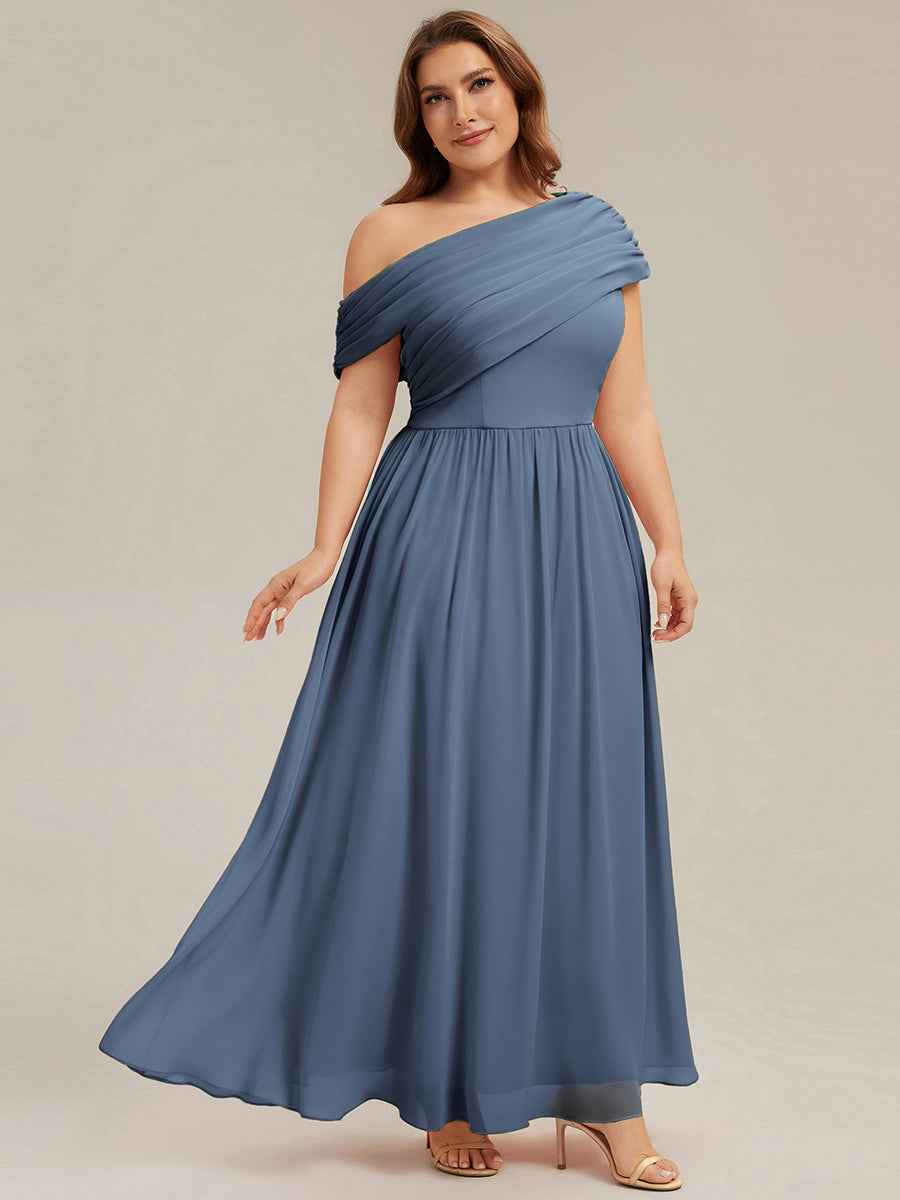 Maxilänge Asymmetrisches A-Linien Chiffon Kleid Mit Raffiniertem Design Für Elegante Anlässe #Farbe_Taubenblau