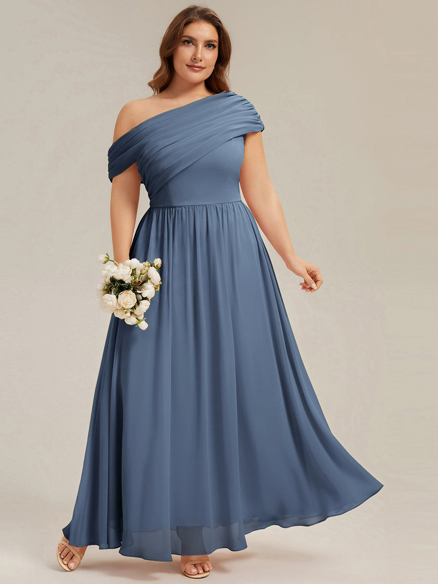 Maxilänge Asymmetrisches A-Linien Chiffon Kleid Mit Raffiniertem Design Für Elegante Anlässe #Farbe_Taubenblau