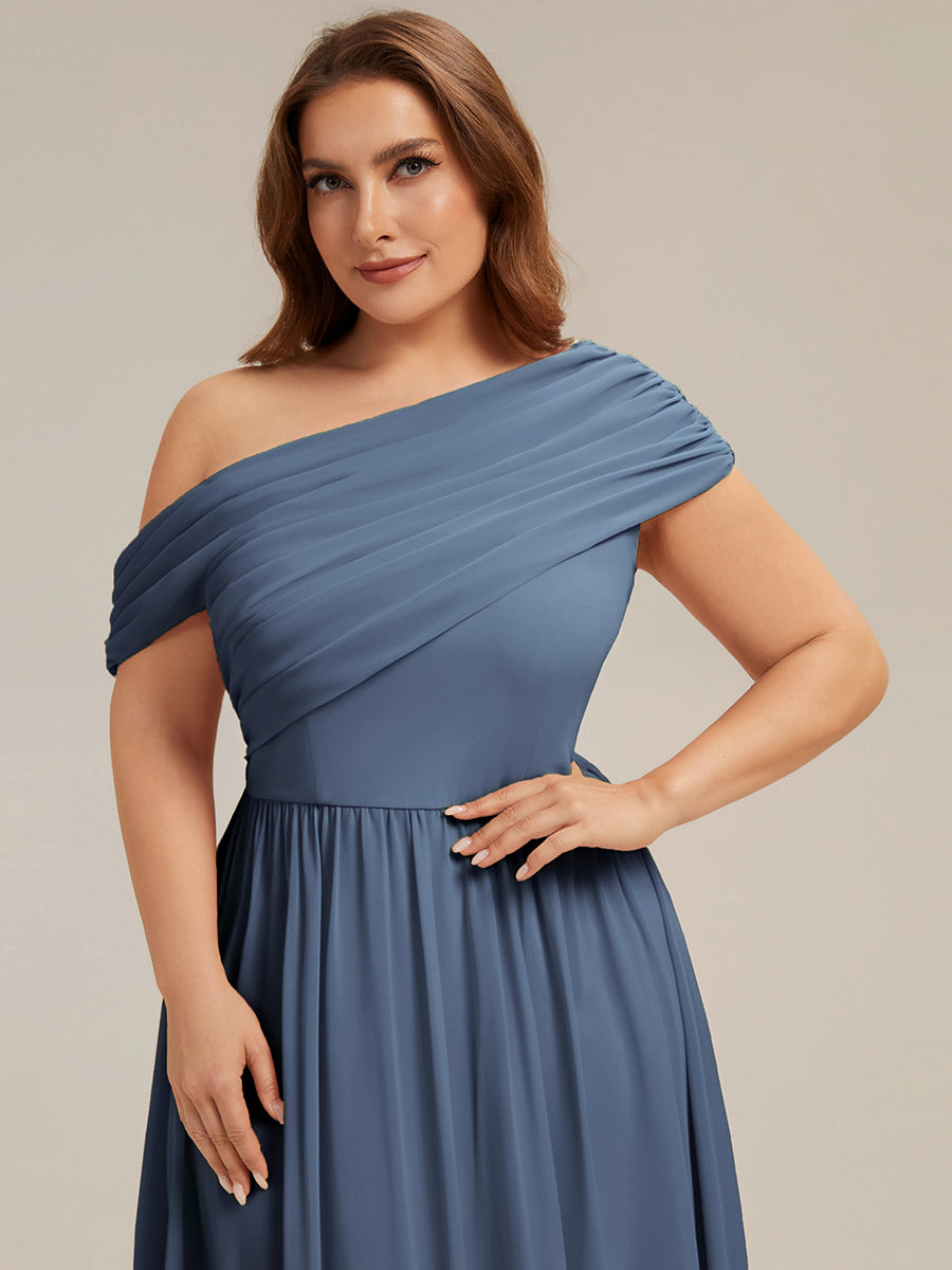 Maxilänge Asymmetrisches A-Linien Chiffon Kleid Mit Raffiniertem Design Für Elegante Anlässe #Farbe_Taubenblau