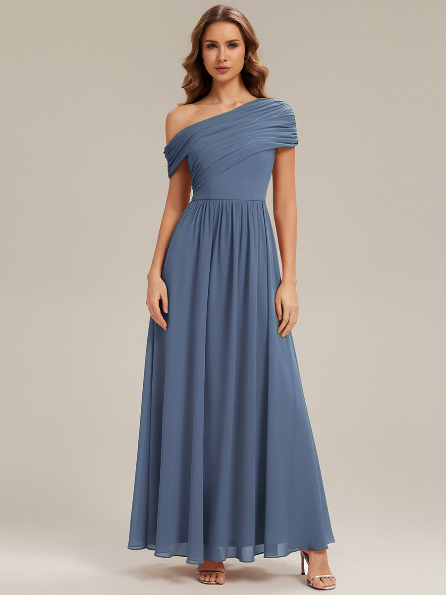 Maxilänge Asymmetrisches A-Linien Chiffon Kleid Mit Raffiniertem Design Für Elegante Anlässe #Farbe_Taubenblau