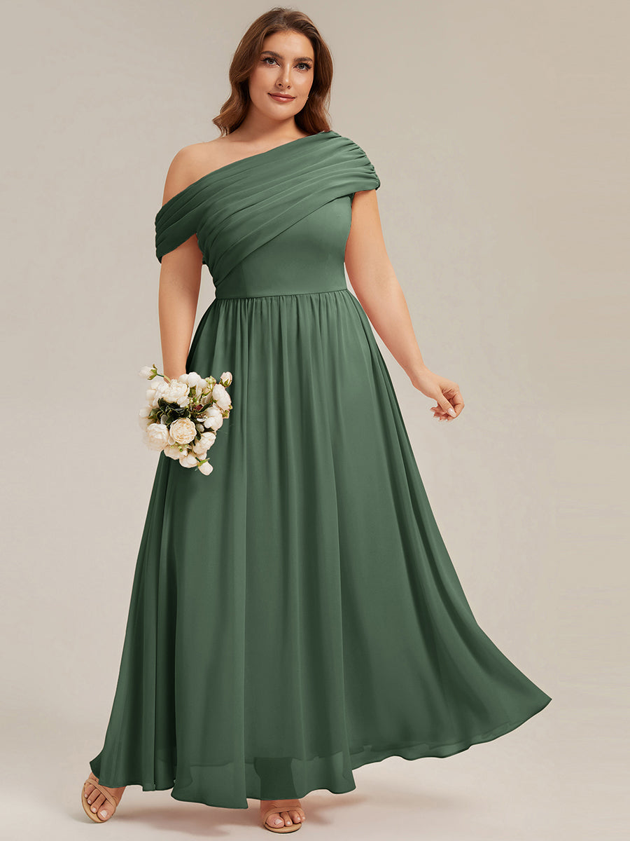 Maxilänge Asymmetrisches A-Linien Chiffon Kleid Mit Raffiniertem Design Für Elegante Anlässe #Farbe_Eukalyptus