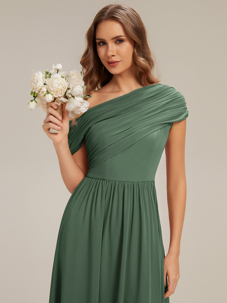 Maxilänge Asymmetrisches A-Linien Chiffon Kleid Mit Raffiniertem Design Für Elegante Anlässe #Farbe_Eukalyptus
