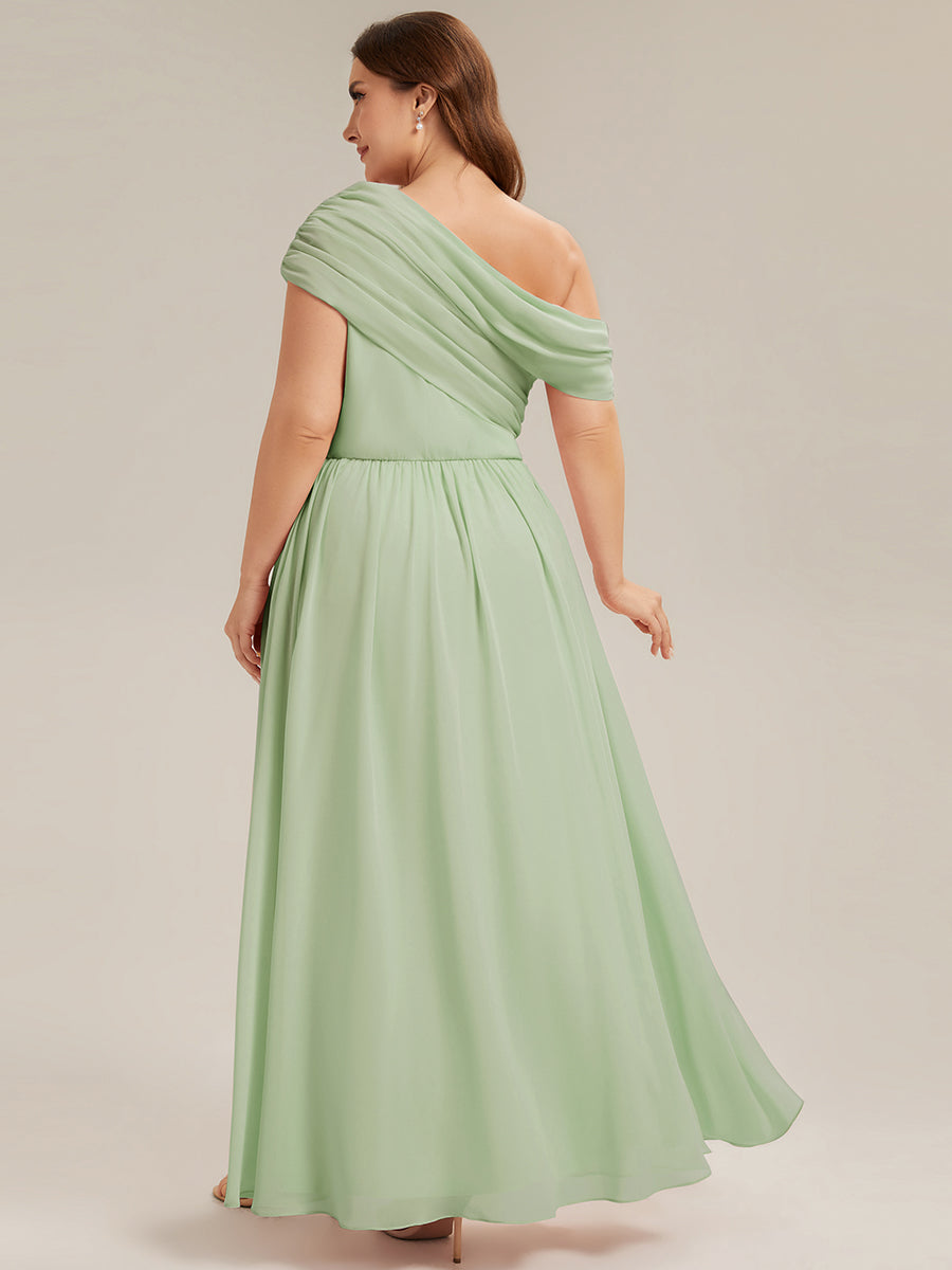 Maxilänge Asymmetrisches A-Linien Chiffon Kleid Mit Raffiniertem Design Für Elegante Anlässe #Farbe_Mintgrün