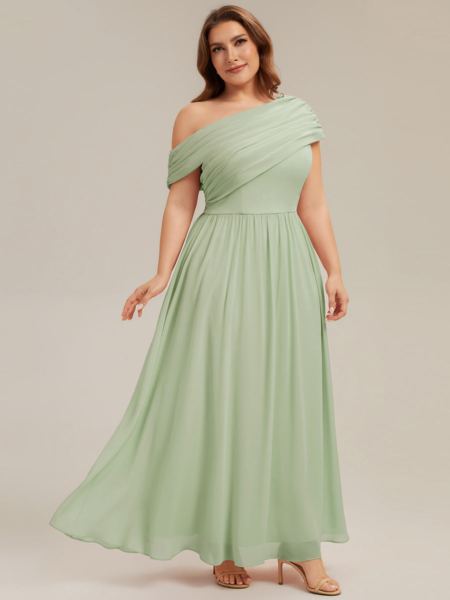 Maxilänge Asymmetrisches A-Linien Chiffon Kleid Mit Raffiniertem Design Für Elegante Anlässe #Farbe_Mintgrün