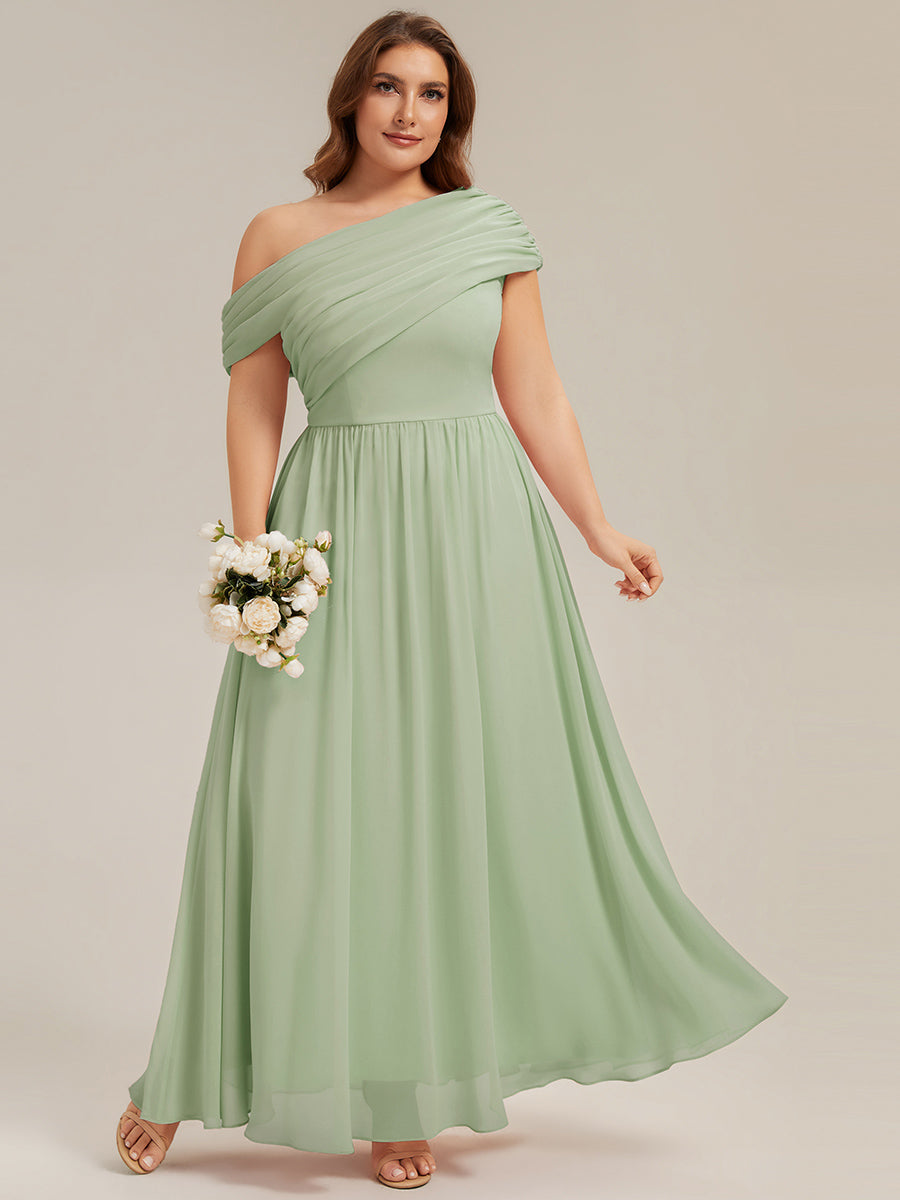 Maxilänge Asymmetrisches A-Linien Chiffon Kleid Mit Raffiniertem Design Für Elegante Anlässe #Farbe_Mintgrün