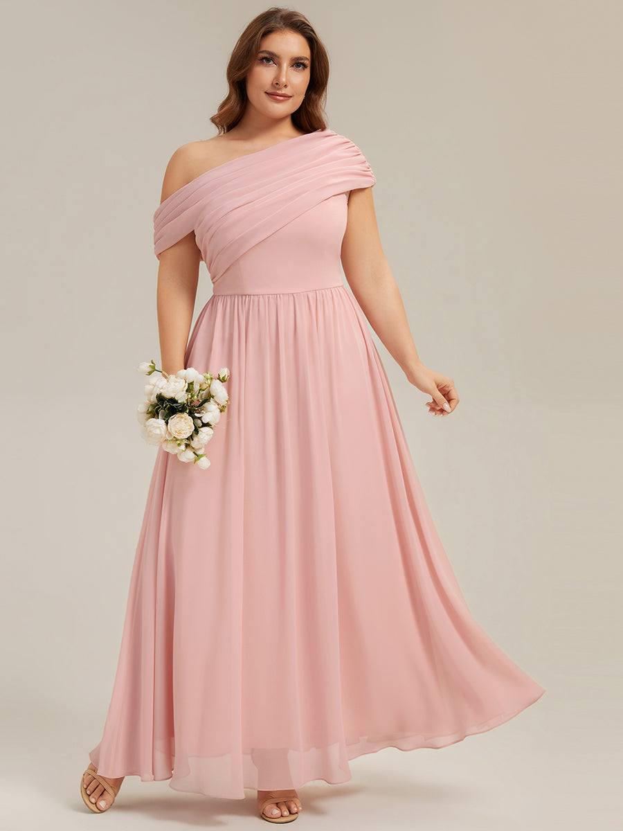 Maxilänge Asymmetrisches A-Linien Chiffon Kleid Mit Raffiniertem Design Für Elegante Anlässe #Farbe_Pink