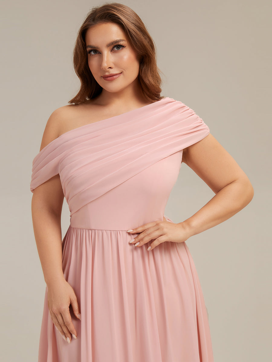 Maxilänge Asymmetrisches A-Linien Chiffon Kleid Mit Raffiniertem Design Für Elegante Anlässe #Farbe_Pink