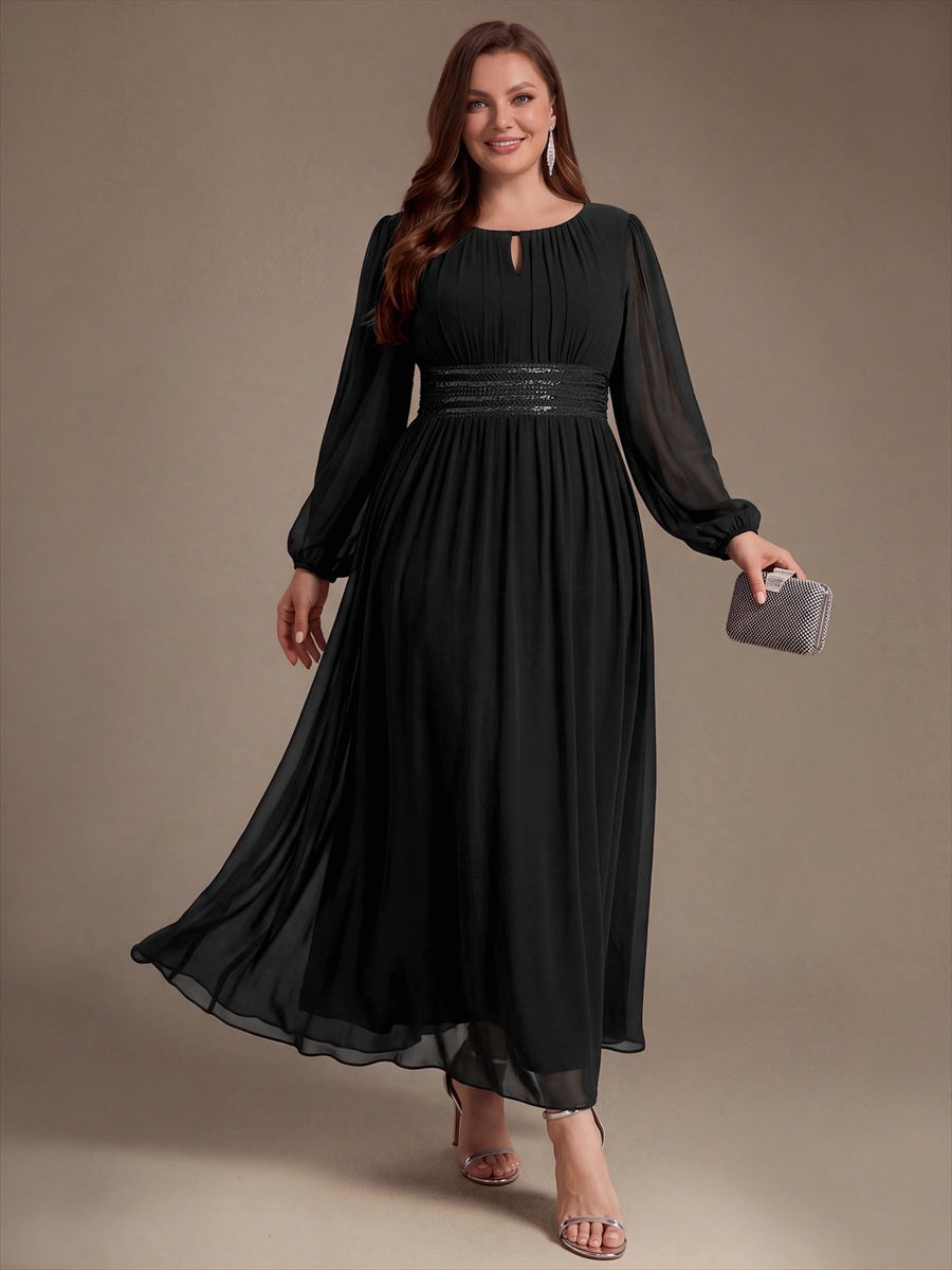 Chiffon A-Linie Puffärmel,. Nicht elastisch brautjungfernkleid #Farbe_Schwarz