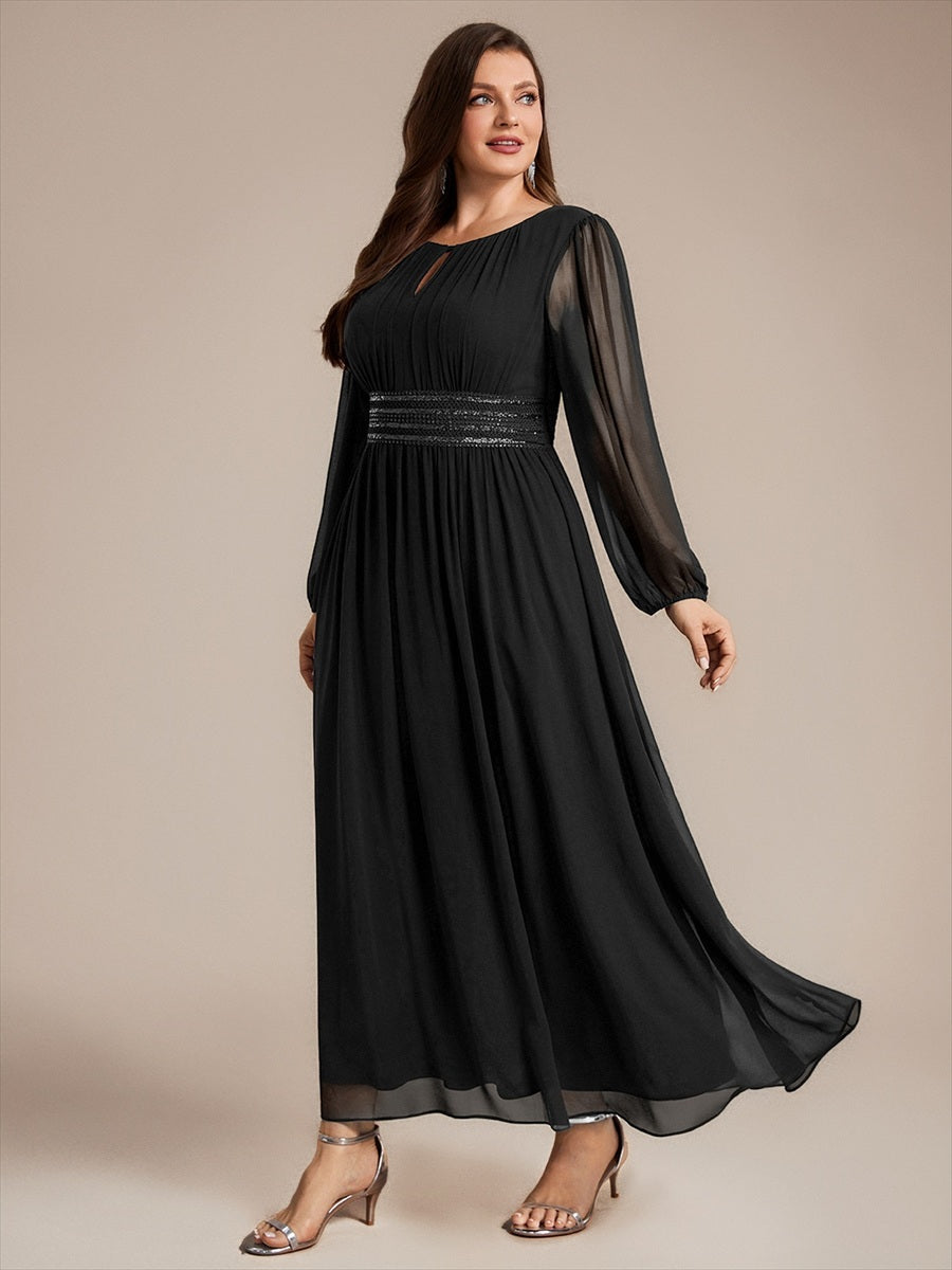 Chiffon A-Linie Puffärmel,. Nicht elastisch brautjungfernkleid #Farbe_Schwarz