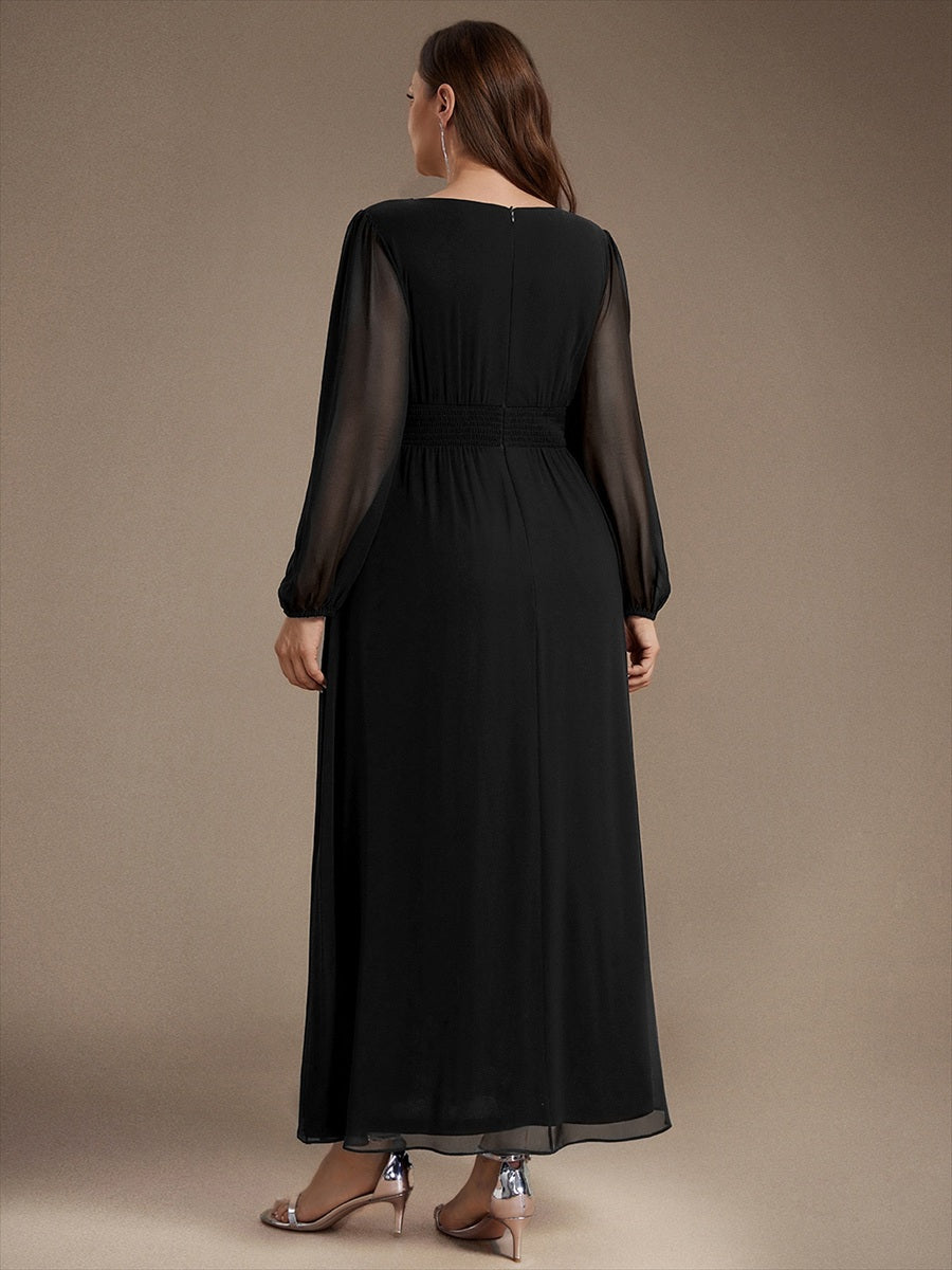 Chiffon A-Linie Puffärmel,. Nicht elastisch brautjungfernkleid #Farbe_Schwarz