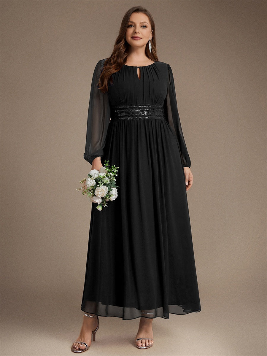 Chiffon A-Linie Puffärmel,. Nicht elastisch brautjungfernkleid #Farbe_Schwarz