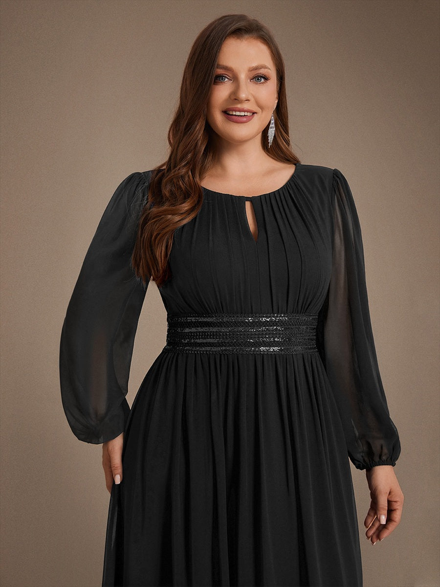 Chiffon A-Linie Puffärmel,. Nicht elastisch brautjungfernkleid #Farbe_Schwarz