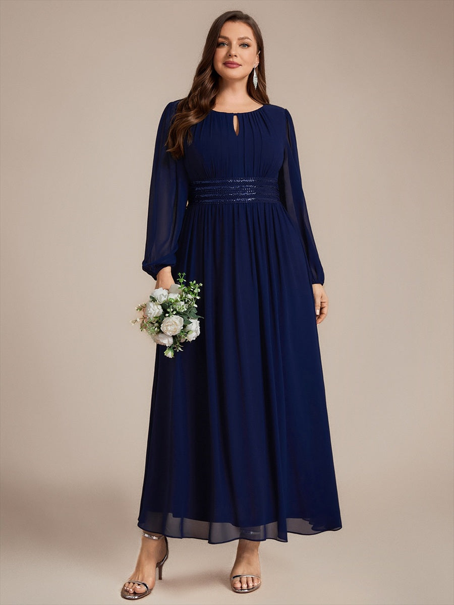 Chiffon A-Linie Puffärmel,. Nicht elastisch brautjungfernkleid #Farbe_Marineblau