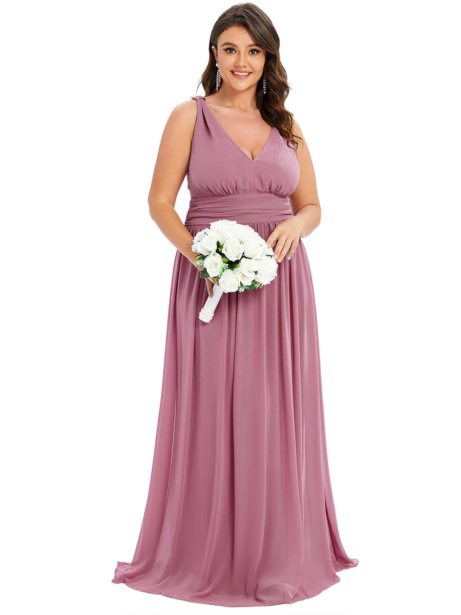 Damen V-Ausschnitt Lange Chiffon Abendkleider Festkleider 09016 #farbe_Orchideenviolett