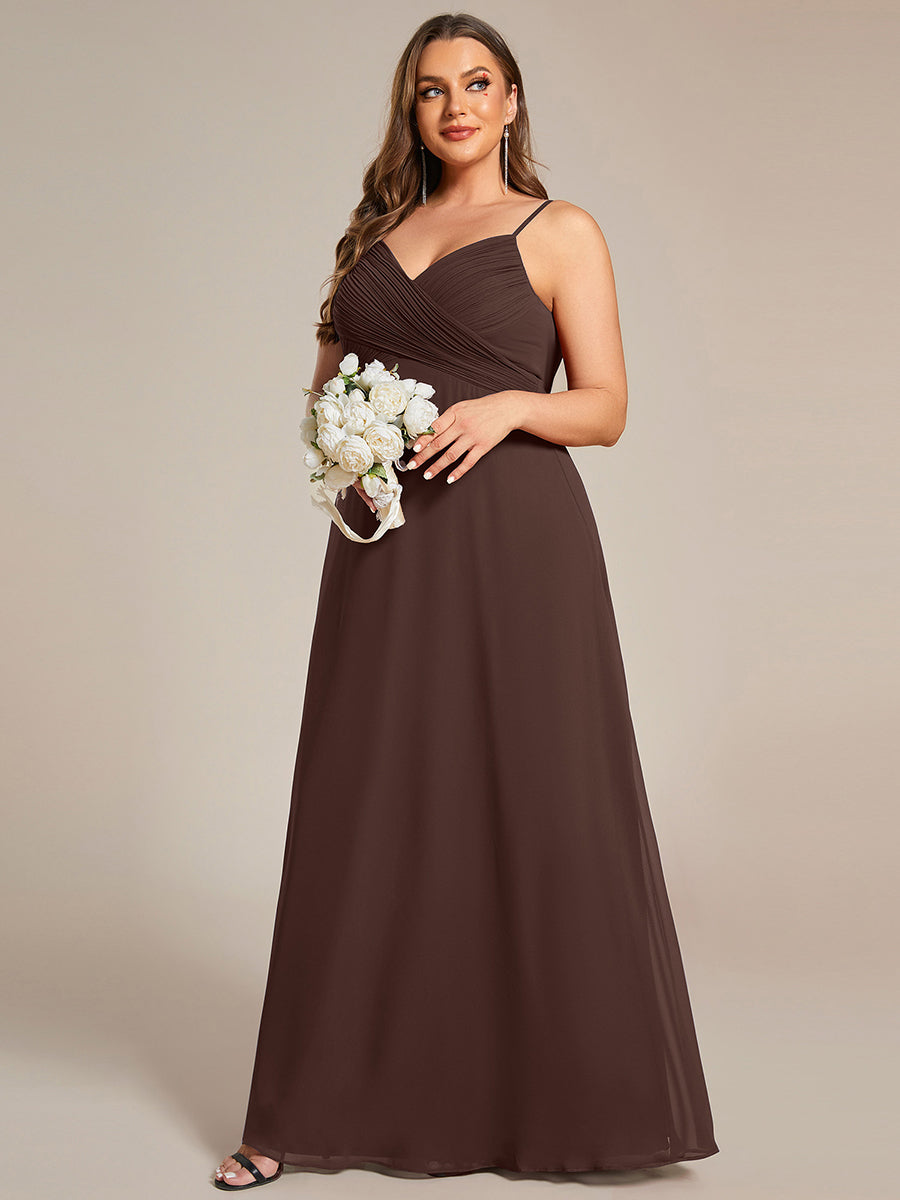 Bodenlanger V-Ausschnitt A-Linie Chiffon Kleid Plissiert Rückenfrei Eleganz Kleid #Farbe_CD