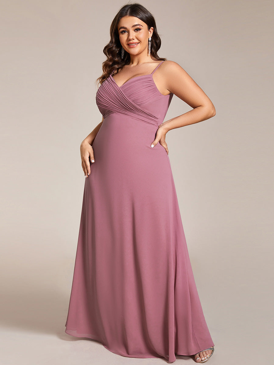 Bodenlanger V-Ausschnitt A-Linie Chiffon Kleid Plissiert Rückenfrei Eleganz Kleid #Farbe_Orchideenviolett