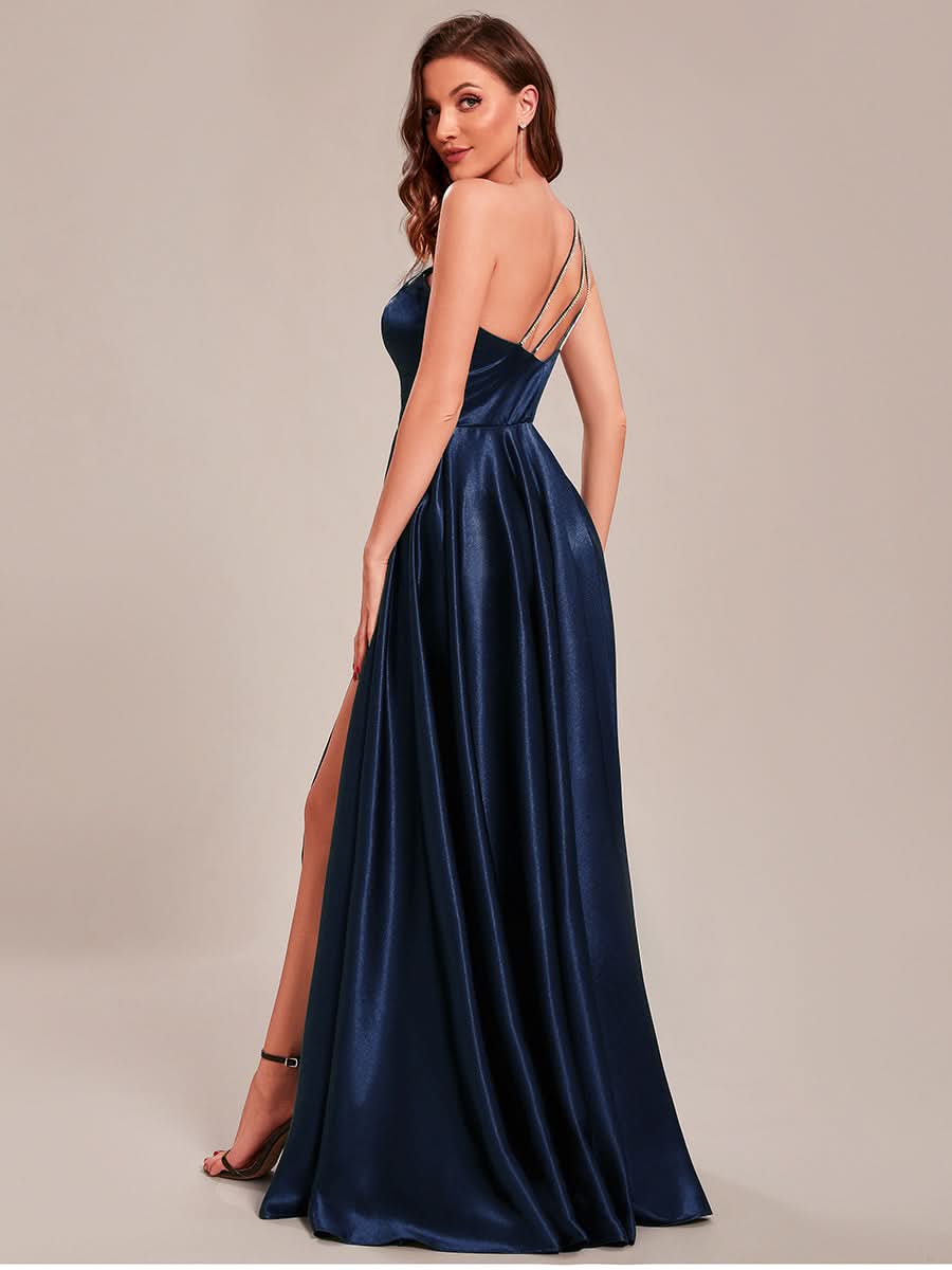 Größe Nach Maß One Shoulder langes Satin Abschlussballkleid in A-Linie CS01659