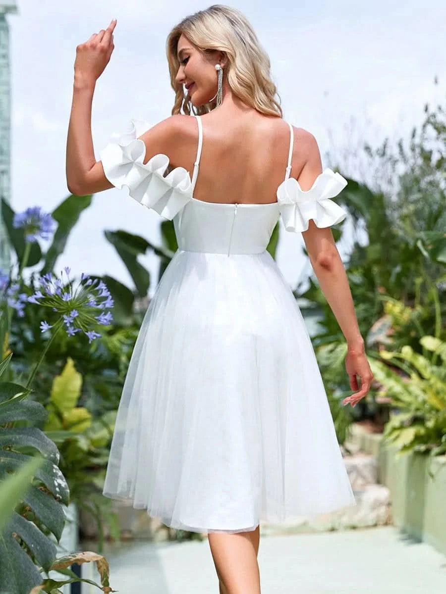 Größe Nach Maß Sweetheart Stringy Selvedge Spaghettiträger Tüll Cocktailkleid 40416