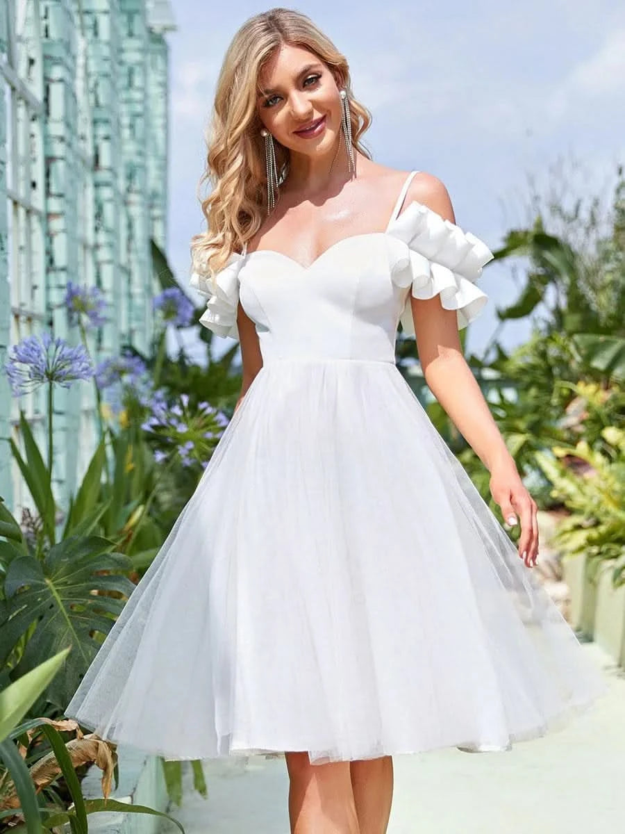 Größe Nach Maß Sweetheart Stringy Selvedge Spaghettiträger Tüll Cocktailkleid 40416