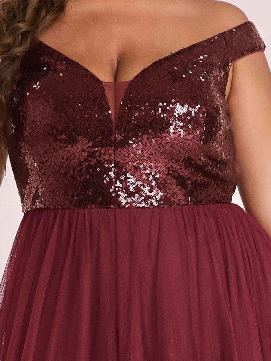 Größe Nach Maß Atemberaubendes ärmelloses Abendkleid mit hohem Bund aus Tüll und Pailletten 00277