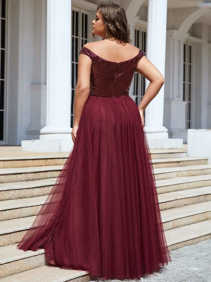 Größe Nach Maß Atemberaubendes ärmelloses Abendkleid mit hohem Bund aus Tüll und Pailletten 00277