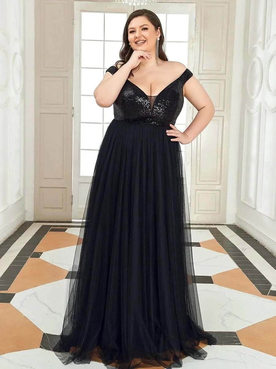 Größe Nach Maß Atemberaubendes ärmelloses Abendkleid mit hohem Bund aus Tüll und Pailletten 00277