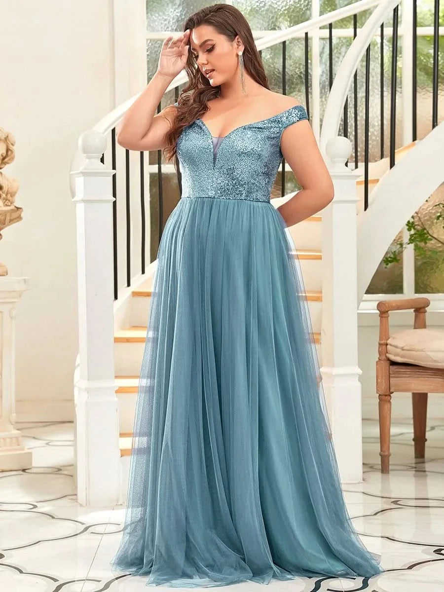Größe Nach Maß Atemberaubendes ärmelloses Abendkleid mit hohem Bund aus Tüll und Pailletten 00277