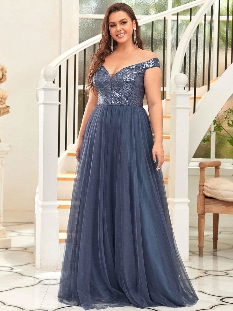 Größe Nach Maß Atemberaubendes ärmelloses Abendkleid mit hohem Bund aus Tüll und Pailletten 00277