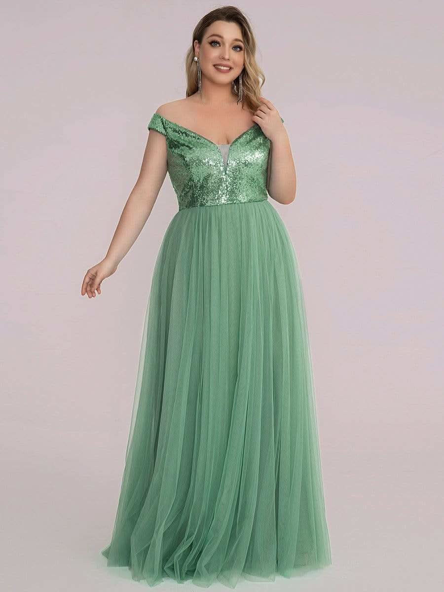Größe Nach Maß Atemberaubendes ärmelloses Abendkleid mit hohem Bund aus Tüll und Pailletten 00277