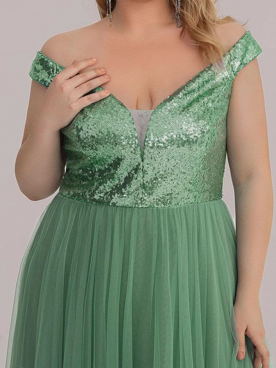 Größe Nach Maß Atemberaubendes ärmelloses Abendkleid mit hohem Bund aus Tüll und Pailletten 00277