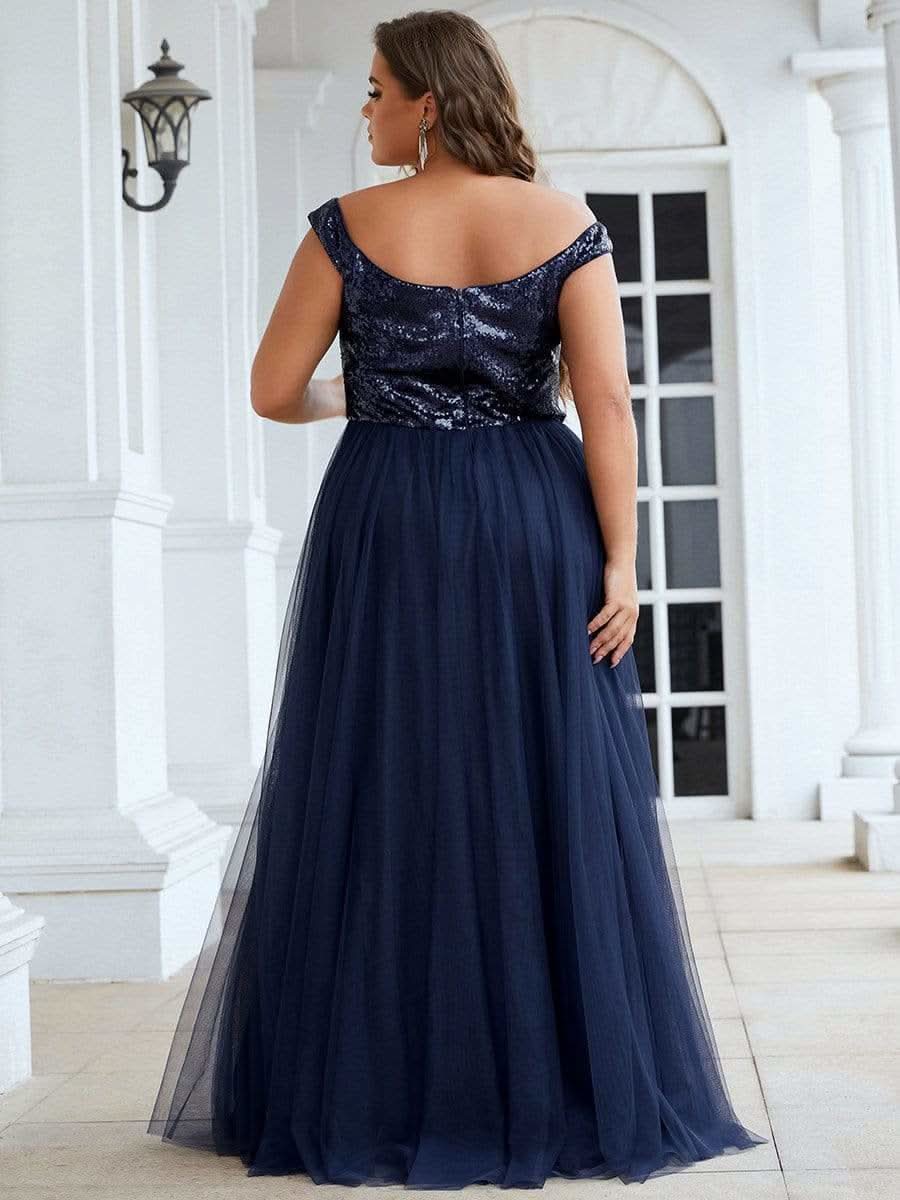 Größe Nach Maß Atemberaubendes ärmelloses Abendkleid mit hohem Bund aus Tüll und Pailletten 00277