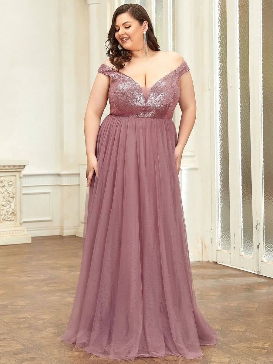 Größe Nach Maß Atemberaubendes ärmelloses Abendkleid mit hohem Bund aus Tüll und Pailletten 00277