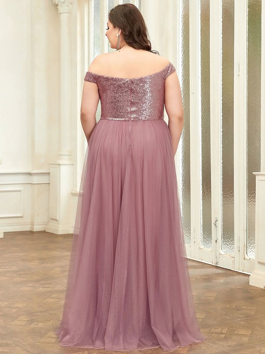 Größe Nach Maß Atemberaubendes ärmelloses Abendkleid mit hohem Bund aus Tüll und Pailletten 00277