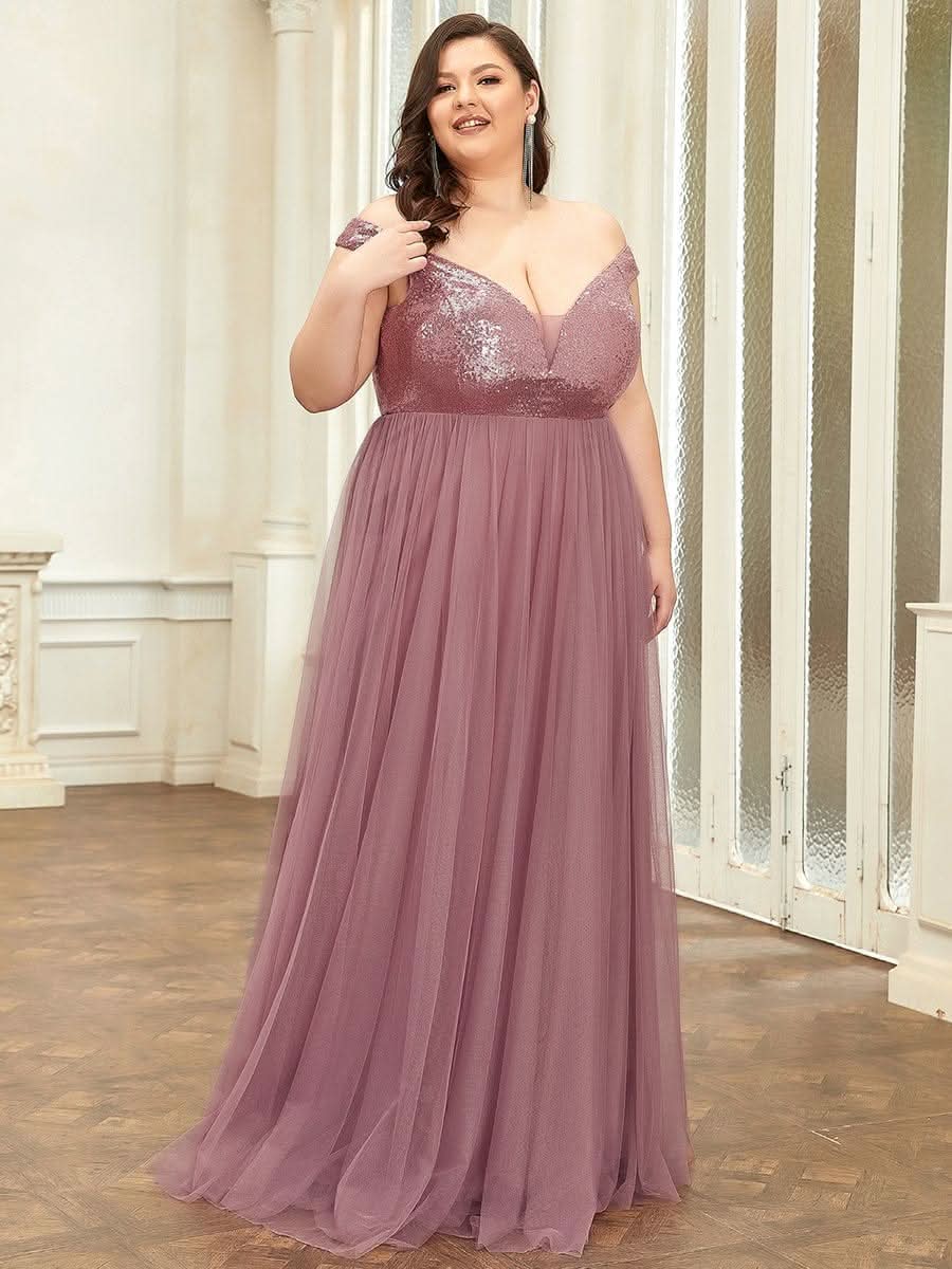Größe Nach Maß Atemberaubendes ärmelloses Abendkleid mit hohem Bund aus Tüll und Pailletten 00277