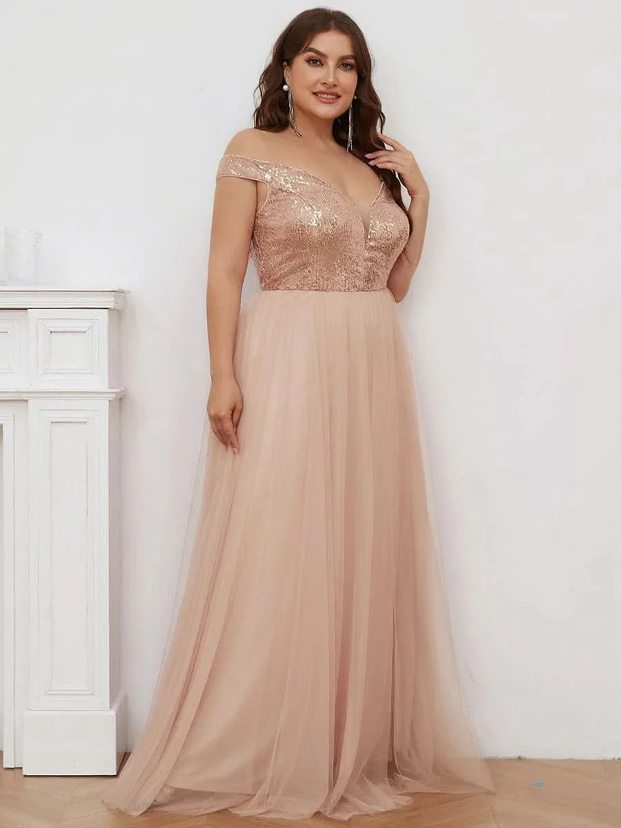 Größe Nach Maß Atemberaubendes ärmelloses Abendkleid mit hohem Bund aus Tüll und Pailletten 00277