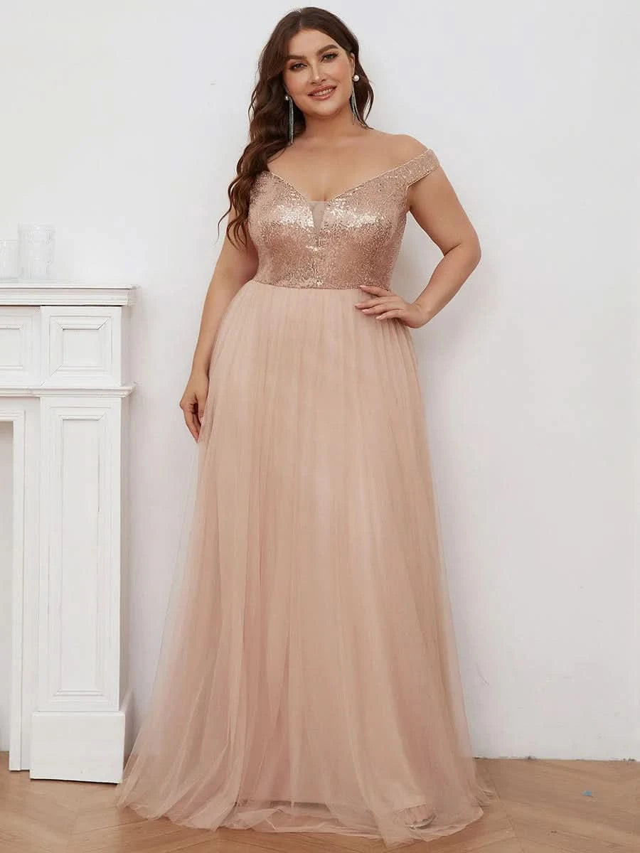 Größe Nach Maß Atemberaubendes ärmelloses Abendkleid mit hohem Bund aus Tüll und Pailletten 00277