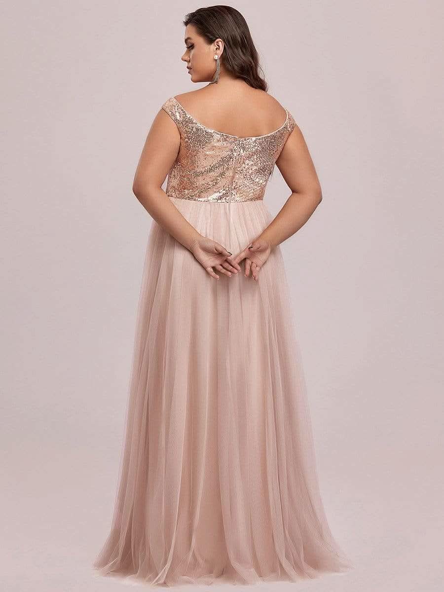 Größe Nach Maß Atemberaubendes ärmelloses Abendkleid mit hohem Bund aus Tüll und Pailletten 00277