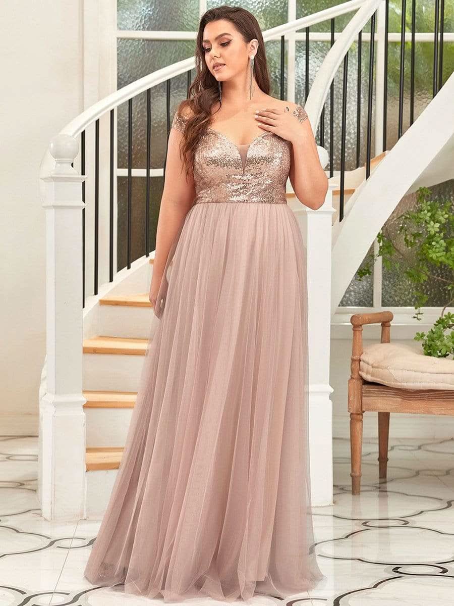 Größe Nach Maß Atemberaubendes ärmelloses Abendkleid mit hohem Bund aus Tüll und Pailletten 00277