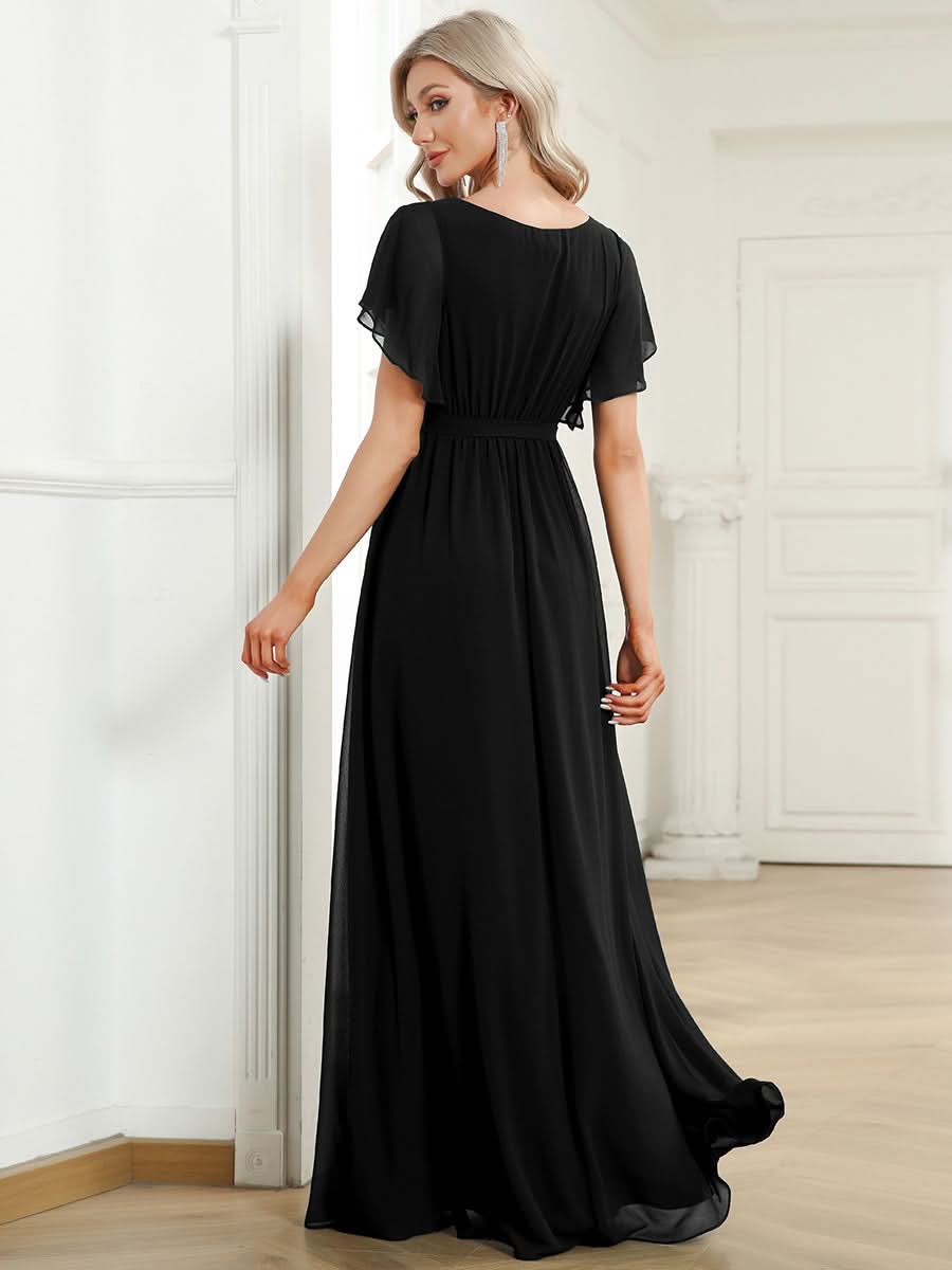 Größe Nach Maß Plissee-Abendkleid in A-Linie mit Taillenbund EE0164A