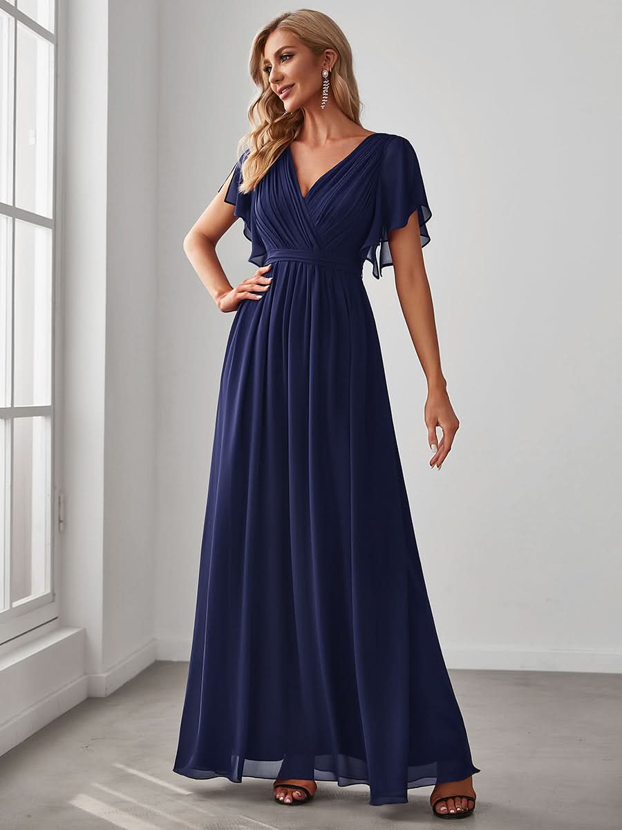 Größe Nach Maß Plissee-Abendkleid in A-Linie mit Taillenbund EE0164A