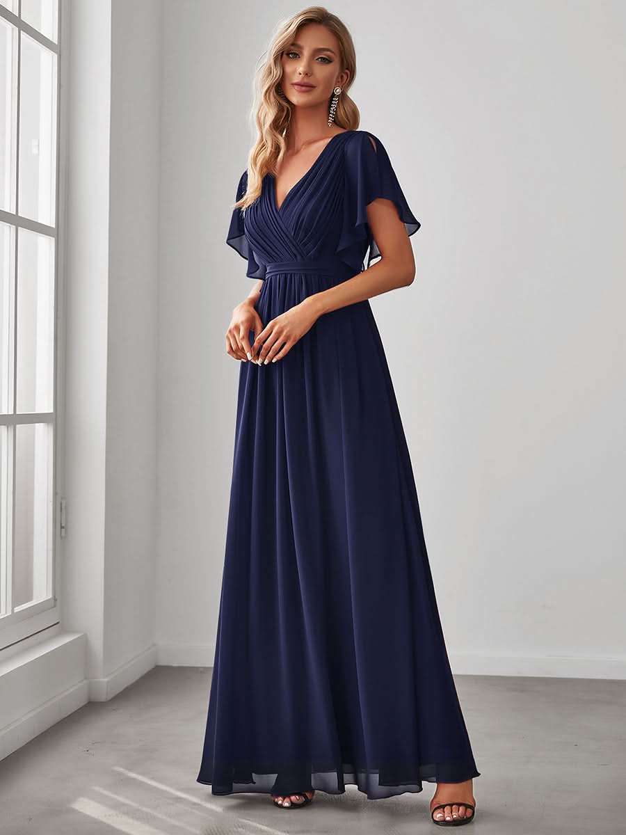 Größe Nach Maß Plissee-Abendkleid in A-Linie mit Taillenbund EE0164A