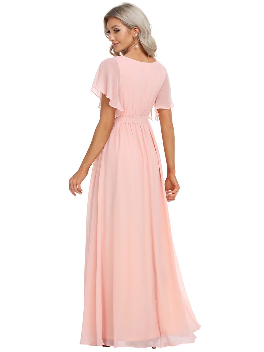 Größe Nach Maß Plissee-Abendkleid in A-Linie mit Taillenbund EE0164A