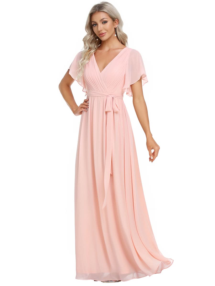 Größe Nach Maß Plissee-Abendkleid in A-Linie mit Taillenbund EE0164A