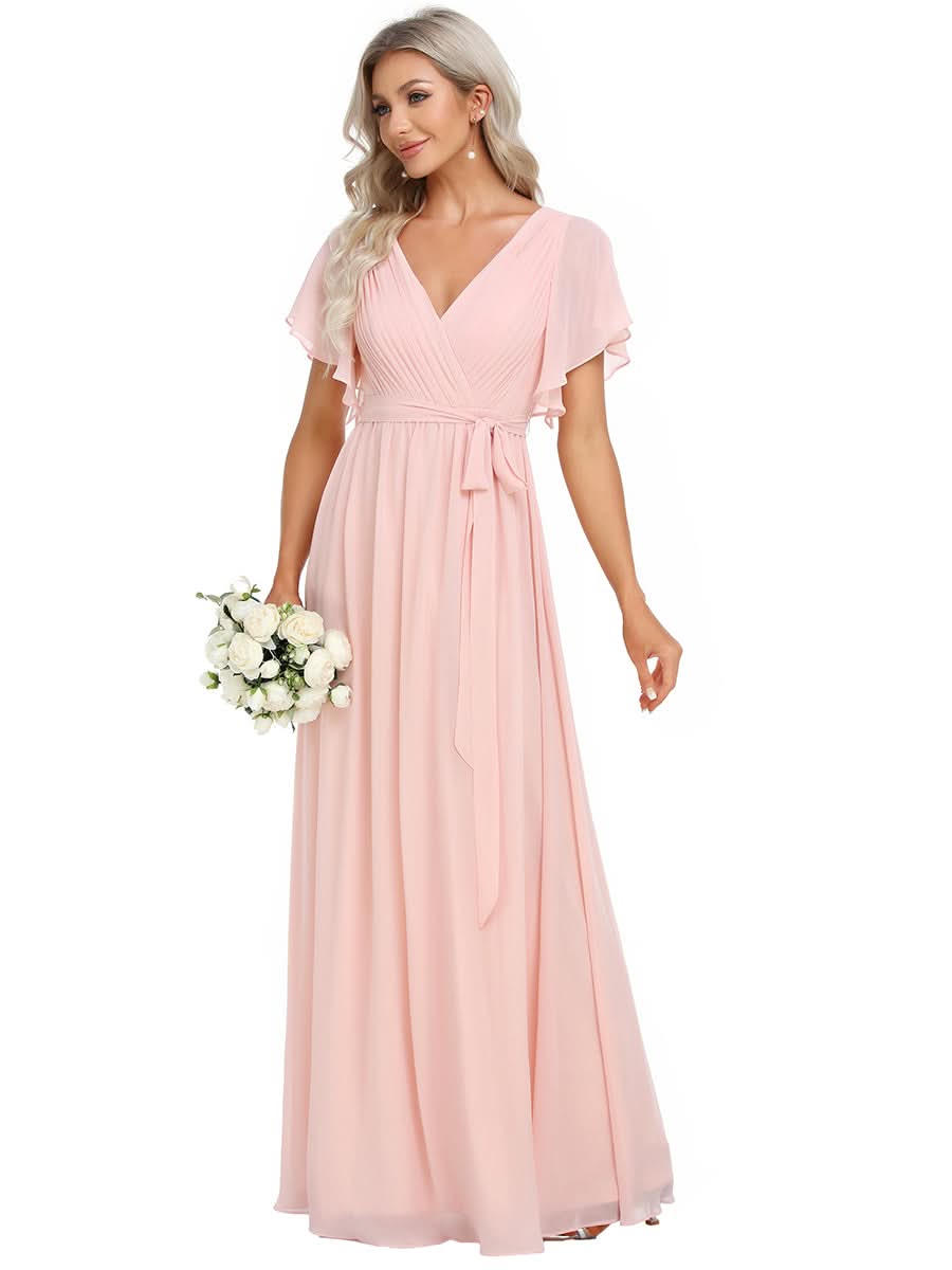 Größe Nach Maß Plissee-Abendkleid in A-Linie mit Taillenbund EE0164A