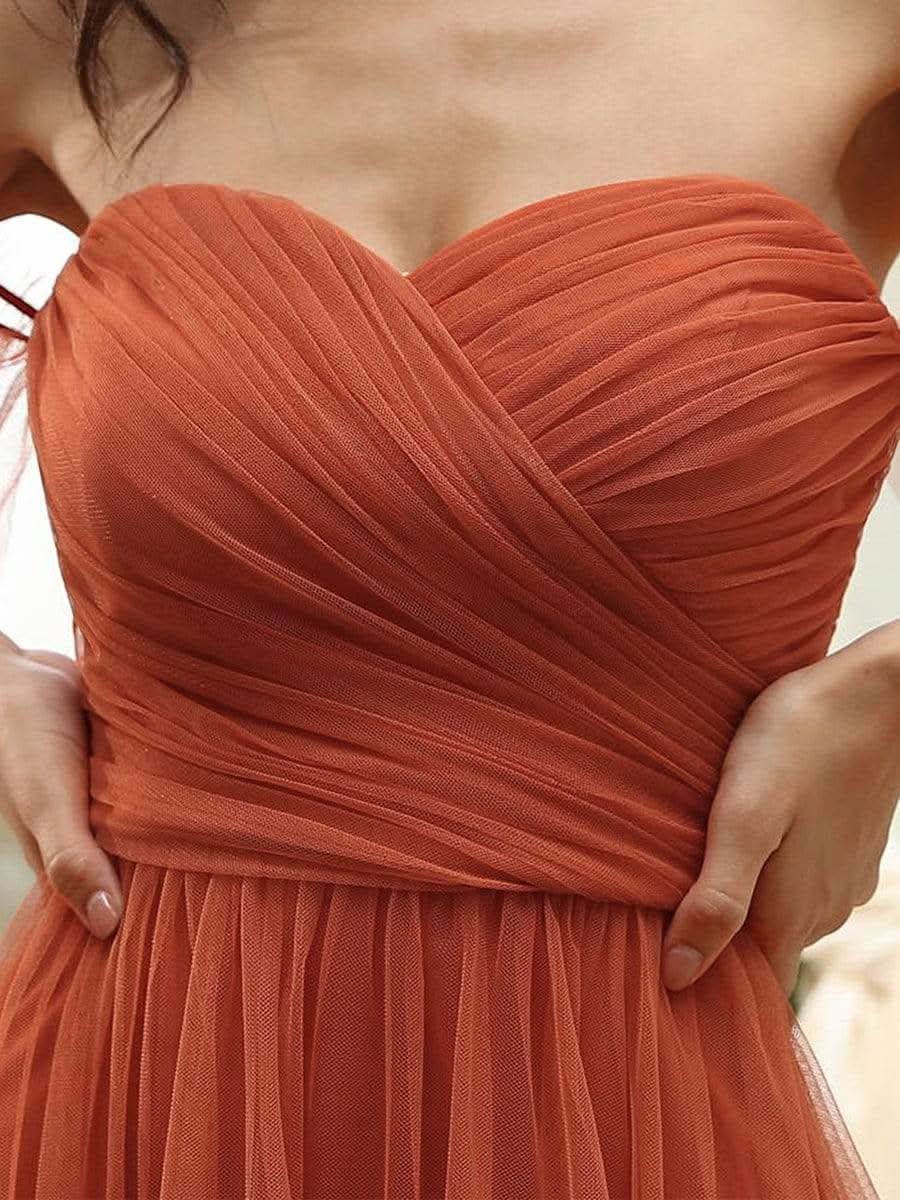 Größe Nach Maß Schulterfreies plissiertes Tüll-Abendkleid mit Herzausschnitt 50126