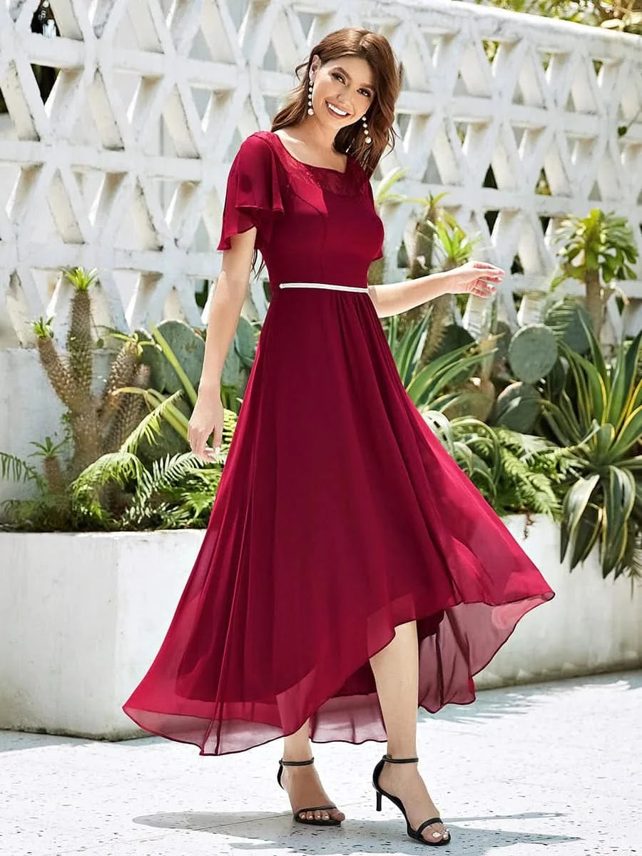 Größe Nach Maß Laessiges A-Linien-Midikleid für Frauen mit unregelmaessigem Saum 00465