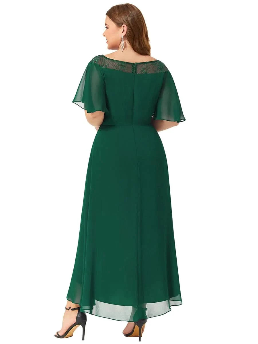 Größe Nach Maß Laessiges A-Linien-Midikleid für Frauen mit unregelmaessigem Saum 00465