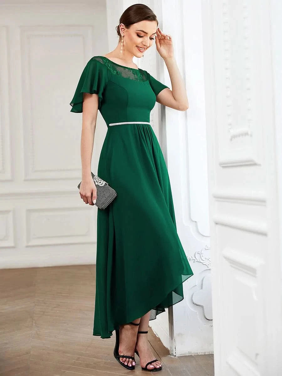 Größe Nach Maß Laessiges A-Linien-Midikleid für Frauen mit unregelmaessigem Saum 00465