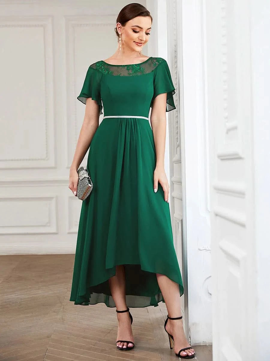 Größe Nach Maß Laessiges A-Linien-Midikleid für Frauen mit unregelmaessigem Saum 00465